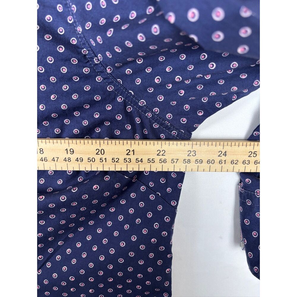 L.L. Bean Navy Blue Pink Polka Dot Button Down Shirt Women's XL Cotton Stretch - Picture 10 of 11